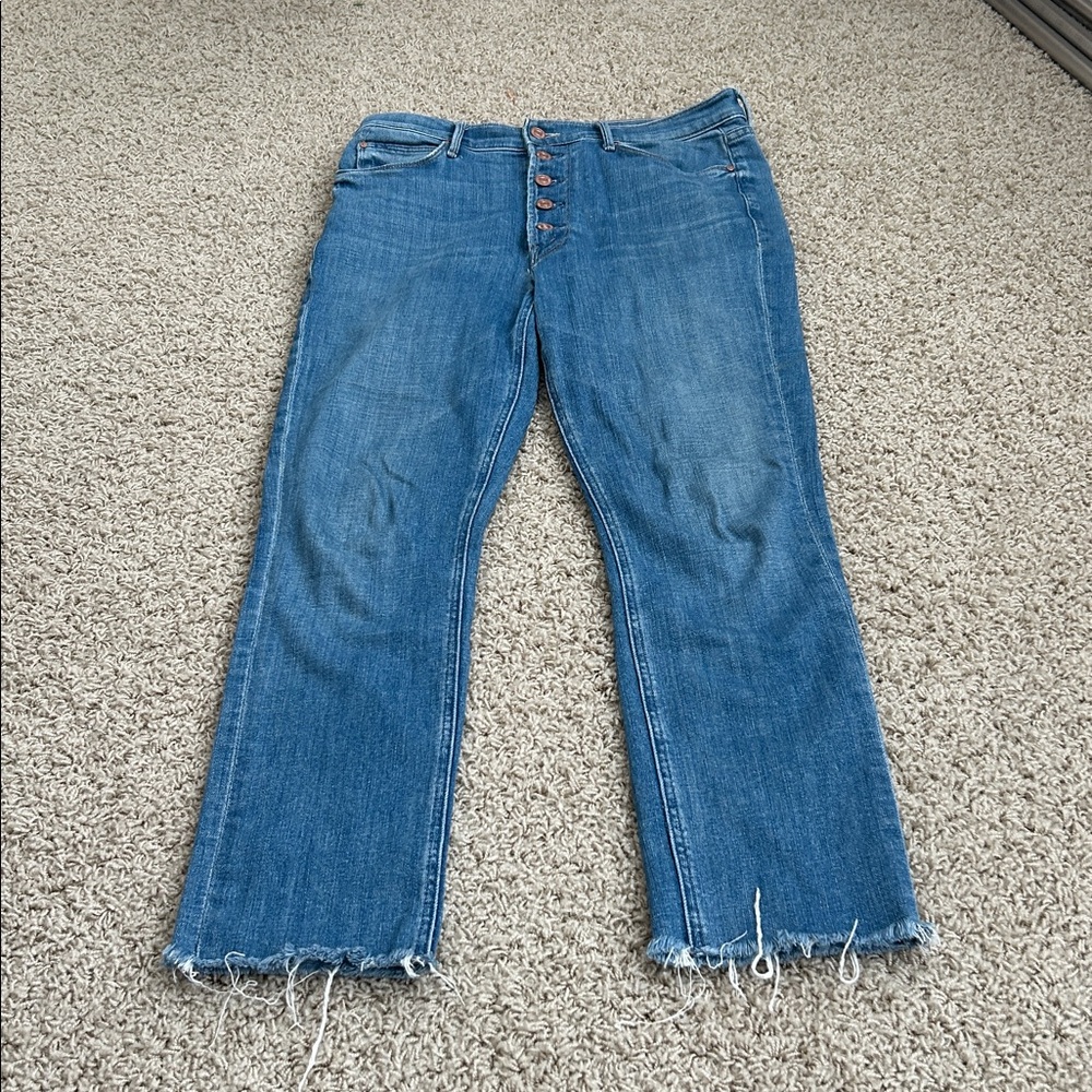 MOTHER Sz 30 Pixie Dazzler Ankle Fray Leg Jeans